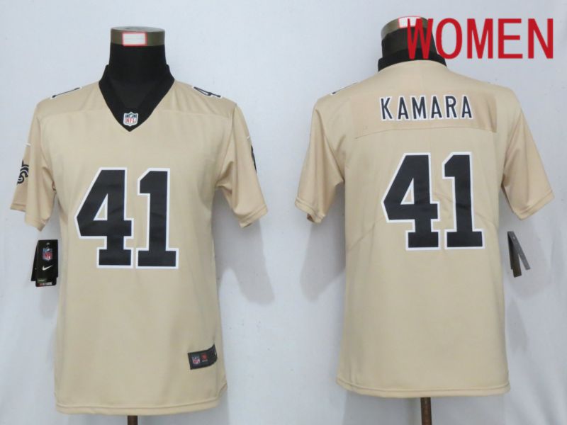 Women New Orleans Saints #41 Kamara 2019 Vapor Untouchable Nike Gold Inverted Elite Playe NFL Jerseys->women nfl jersey->Women Jersey